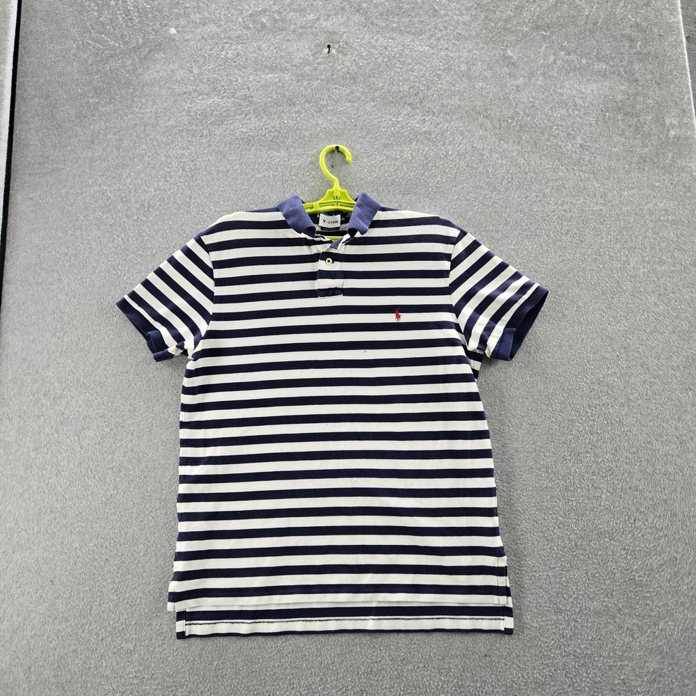 Polo Ralph Lauren Men Polo L Navy Pony Embroidery Striped Button Short
